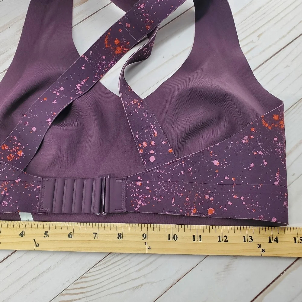Athleta‎ Crossover Reversible Sports Bra Purple Speck Spatter Size Medium